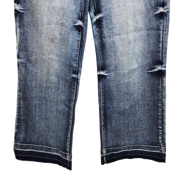 Wide-Leg Distressed Womens Denim Jeans By Roswear Size M - Picture 5 of 9